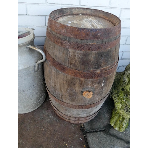 373 - An old wooden barrell approximately 24