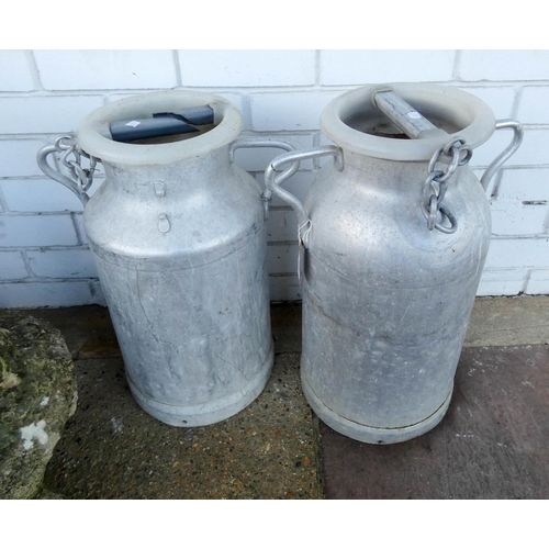 374 - Two metal galvanised style milk churns