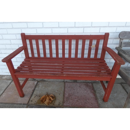 377 - A wooden two seater garden bench, 48