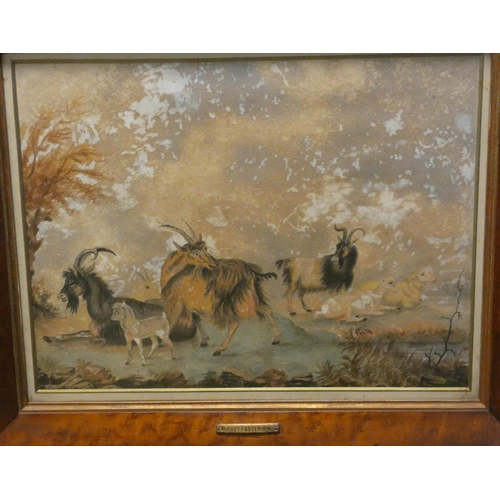 269 - After Birkett Foster - a Victorian watercolour of goats in a  maple frame, 12