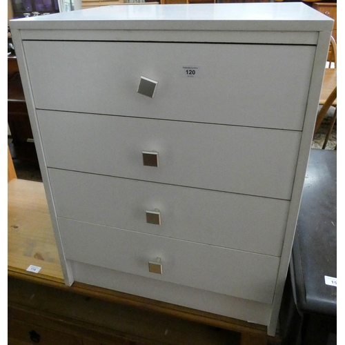 120 - A small modern white chest of four drawers