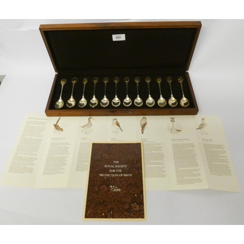 585 - A cased set of 12 RSPB silver and silver gilt spoons, gross weight 10.5 troy ounces