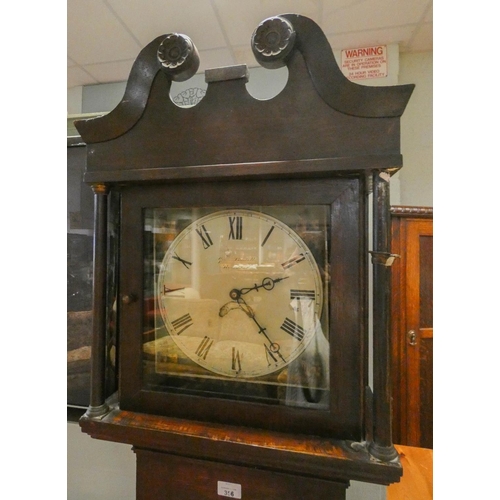 315 - A cottage Long case clock by George Bushell Ramsbury, 30 hour movement with pendulum and weight