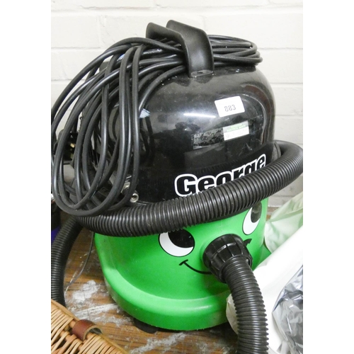 883 - A green George Henry style hoover with tools