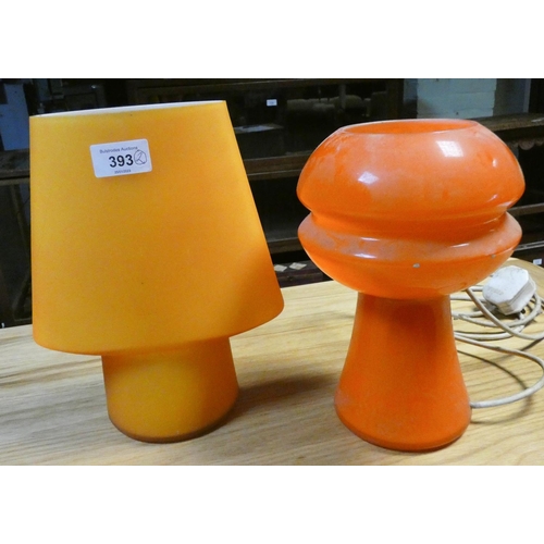 393 - Two glass 1960's style retro table lamps