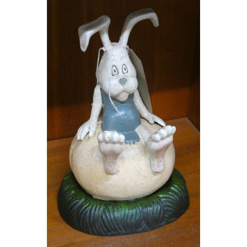 23 - A painted rabbit on pumpkin ornament...