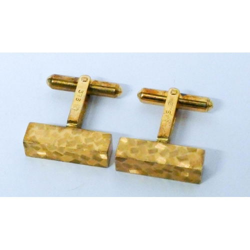 655 - Two pairs of Chinese yellow gold cufflinks, marked 375, weight 17.9 grams