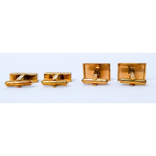 655 - Two pairs of Chinese yellow gold cufflinks, marked 375, weight 17.9 grams...