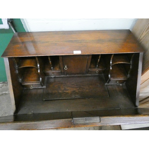 1 - A good quality Georgian style oak bureau with nicely fitted interior including well with three drawe...