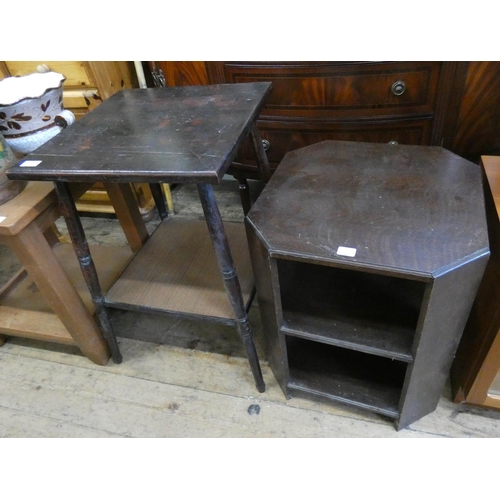 47 - A three tier oak book table and a two tier occasional table...