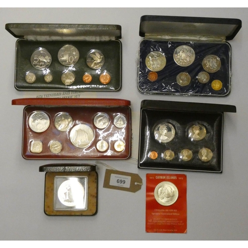 699 - A collection of proof sets of crowns of The British Virgin Islands, Barbados, The Bahamas, Trinidad ... 