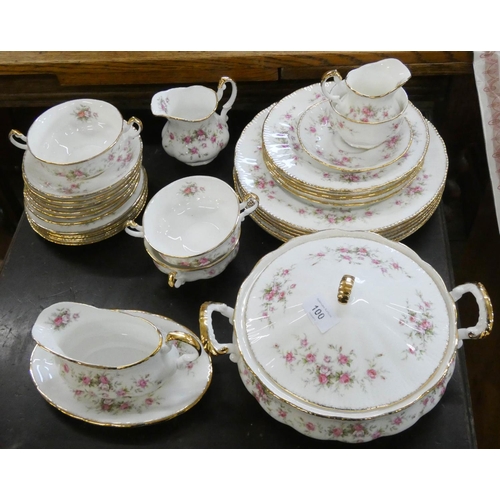 100 - A Paragon bone china Victorian Rose decorated part dinner and tea service