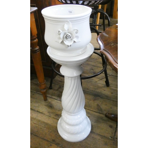 106 - A white china jardinière with pedestal