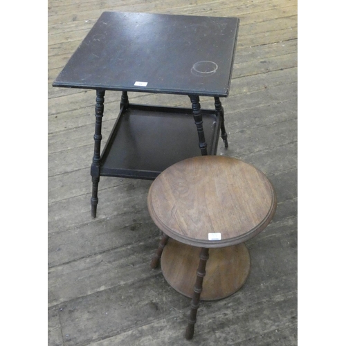 99 - A two tier Edwardian square occasional table and a circular occasional table