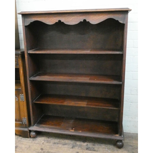 55 - An oak open bookcase, 3' wide...