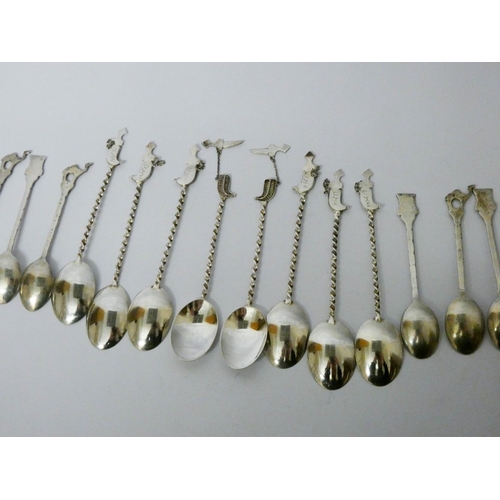 639 - A collection of Middle eastern white metal tea and coffee spoons. 3 .3 troy ounces....