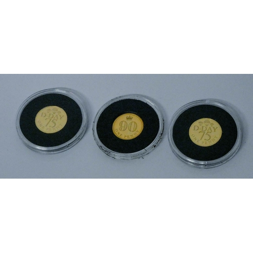 675 - Queen Elizabeth Commemorative Gold Pennies - three boxed proof 9ct gold pennies, each weighing 4 gra... 