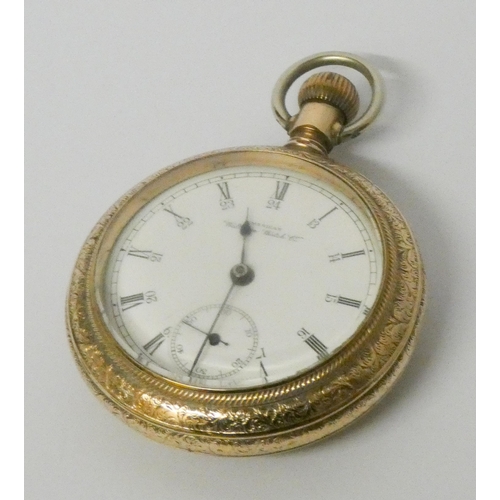 627 - Waltham Watch Co 19th century silver gilt pocket watch...