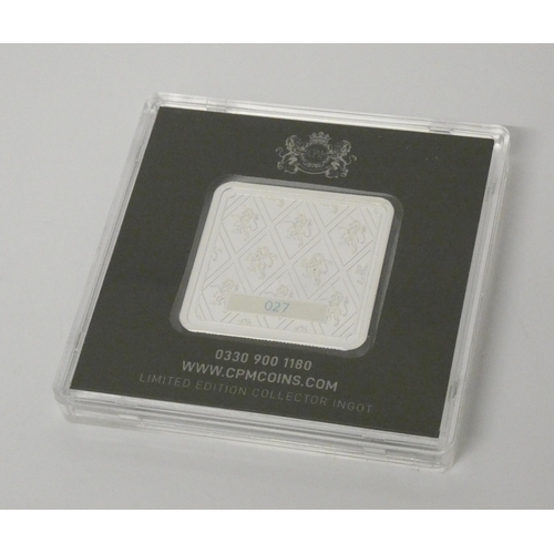 649 - A fine silver proof Ingot, weight 50 grams, Commemorating Battle of Britain 80 years. in Presentatio...