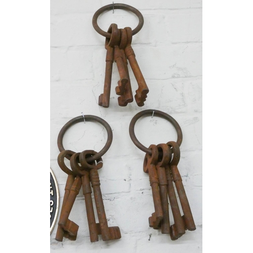 813 - Three sets of large old rusty keys