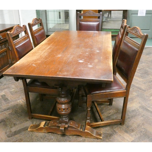 342 - An Old Charm refectory dining table, 6' X 3' together with six matching chairs with leather upholste... 