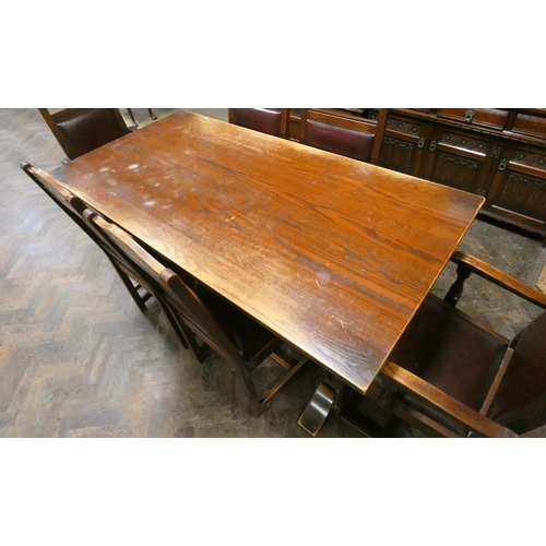 342 - An Old Charm refectory dining table, 6' X 3' together with six matching chairs with leather upholste... 