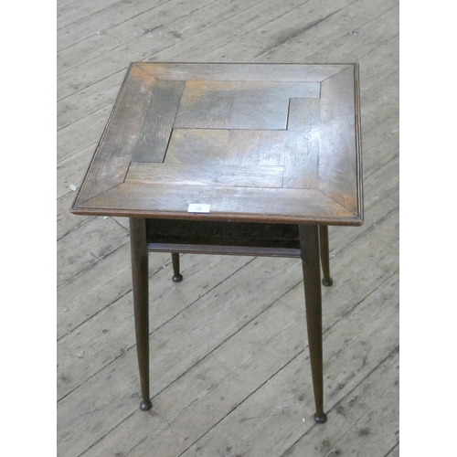 38 - A square oak occasional table with parquetry style top