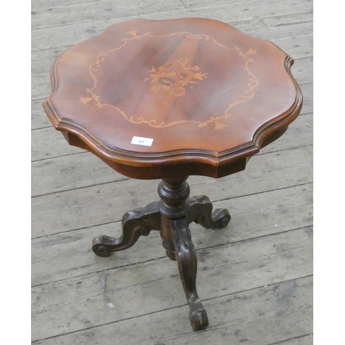 41 - An Italian style floral decorated shaped top occasional table on tripod base