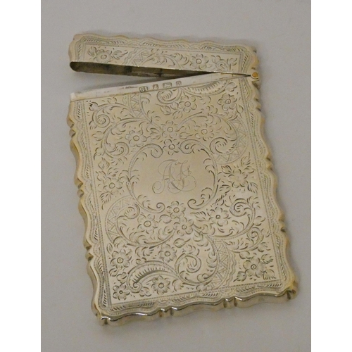 543 - Victorian silver engraved card case, George Unite, Birmingham 1900