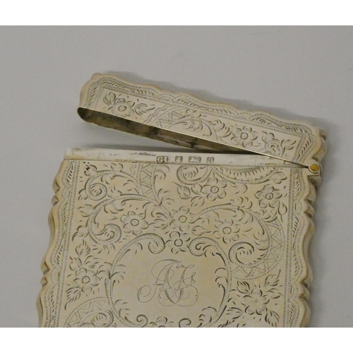 543 - Victorian silver engraved card case, George Unite, Birmingham 1900