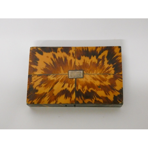 547 - Victorian tortoiseshell cased ladies necessaire, the rectangular box containing white metal sewing i... 