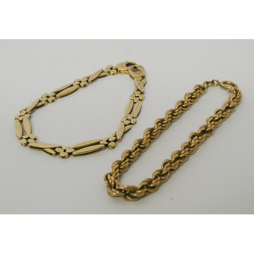 613 - Two modern 9ct gold bracelets, 17.1gms