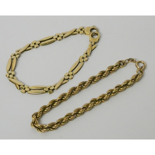 613 - Two modern 9ct gold bracelets, 17.1gms