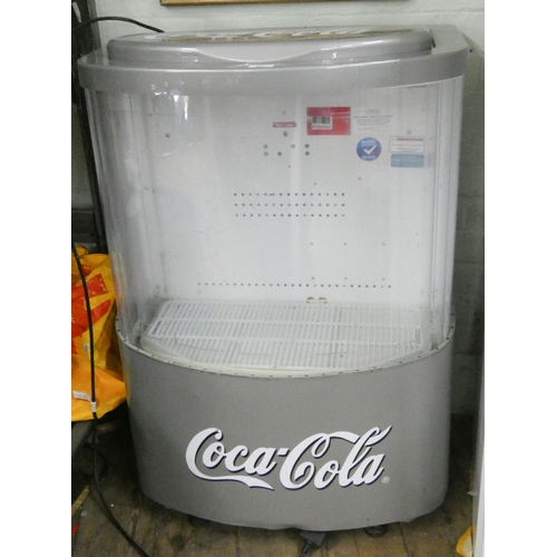 806 - A silver coloured Perspex fronted Coca Cola cooler cabinet