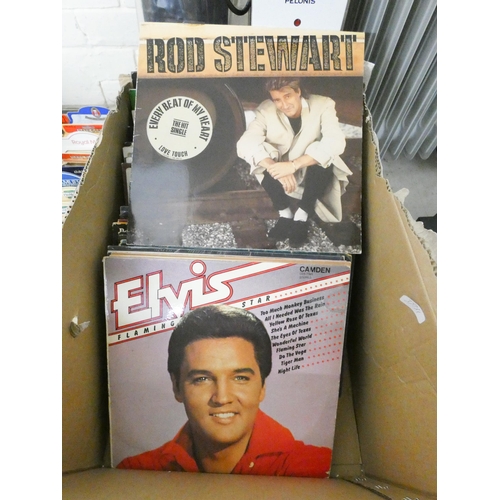 826 - A large box of vinyl LP records, some pop: Elvis, Everley Brother, Art Garfunkel, Rod Stewart, Brian... 