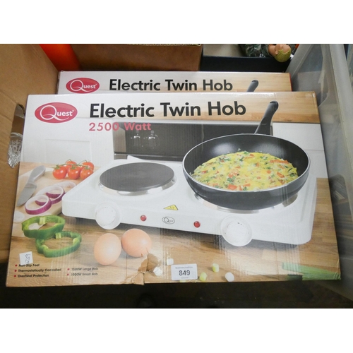 849 - Two unused 2500 watt electric twin hobs