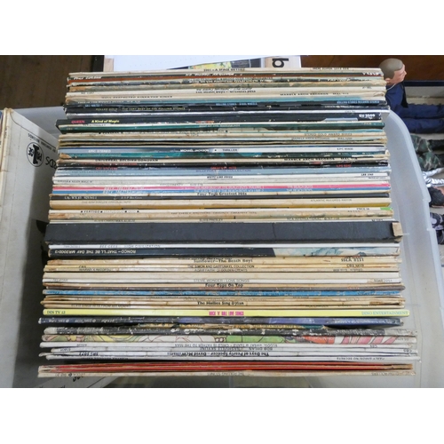 850 - A collection of approximately 90+ vinyl LP records, mostly 60's, 70's pop to include Rolling Stones,... 