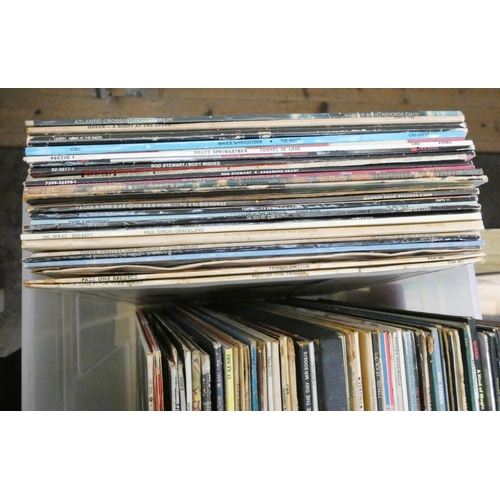 850 - A collection of approximately 90+ vinyl LP records, mostly 60's, 70's pop to include Rolling Stones,... 