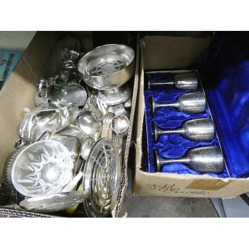 897 - A large quantity of silver plated items, cutlery, flower bowl, goblets etc