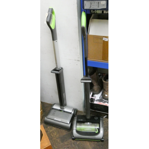 916 - Two G-tech upright rechargeable cordless vacuum cleaner (no chargers with both, as found)