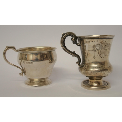 540 - A Victorian silver christening tankard and a later example. 7.7 troy ounces