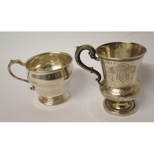 540 - A Victorian silver christening tankard and a later example. 7.7 troy ounces