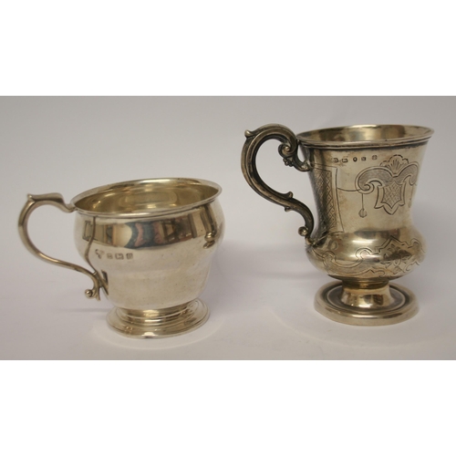 540 - A Victorian silver christening tankard and a later example. 7.7 troy ounces