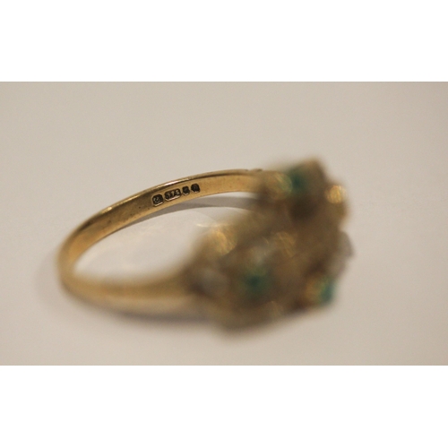 691 - Two antique 15ct gold rings and a 9ct gold seed pearl and turquoise ring