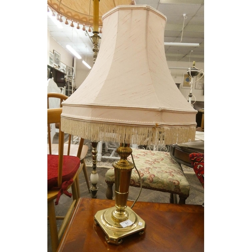 51 - Good quality modern brass table lamp base with fringed shade