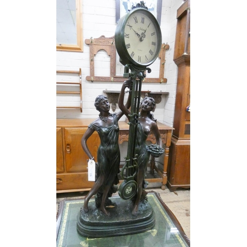 75 - Large modern figural  mystery style clock standing 32