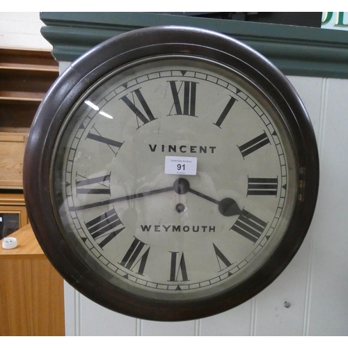 91 - Vincent of Weymouth Edwardian school type wall clock