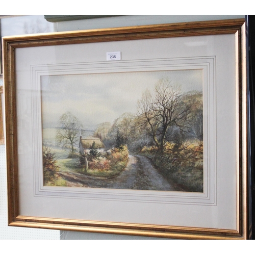 235 - Clive Pryke - A pair of watercolours depicting country cottages in autumnal scenes, both framed and ... 