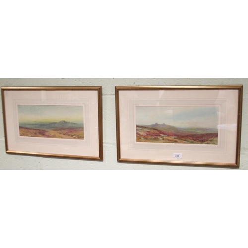 239 - C N Rowe 20th century British -Pair of atmospheric watercolours of Dartmoor, both signed lower left,... 