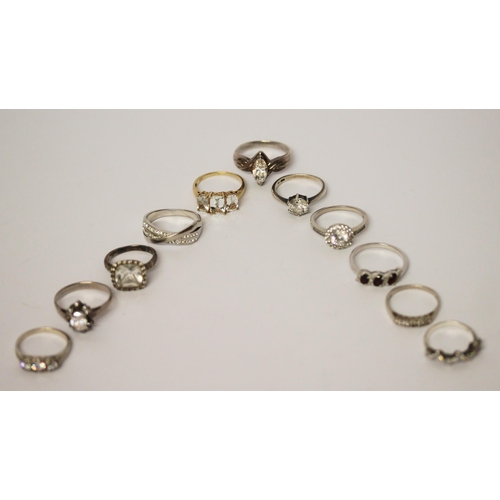 696 - A collection of silver ladies stone set dress rings